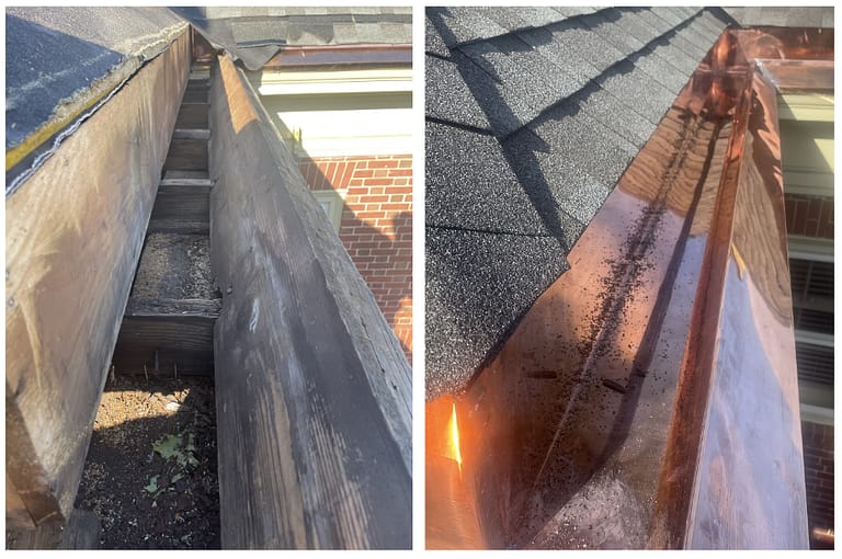 Before and After Gutters on Milwaukee Roof